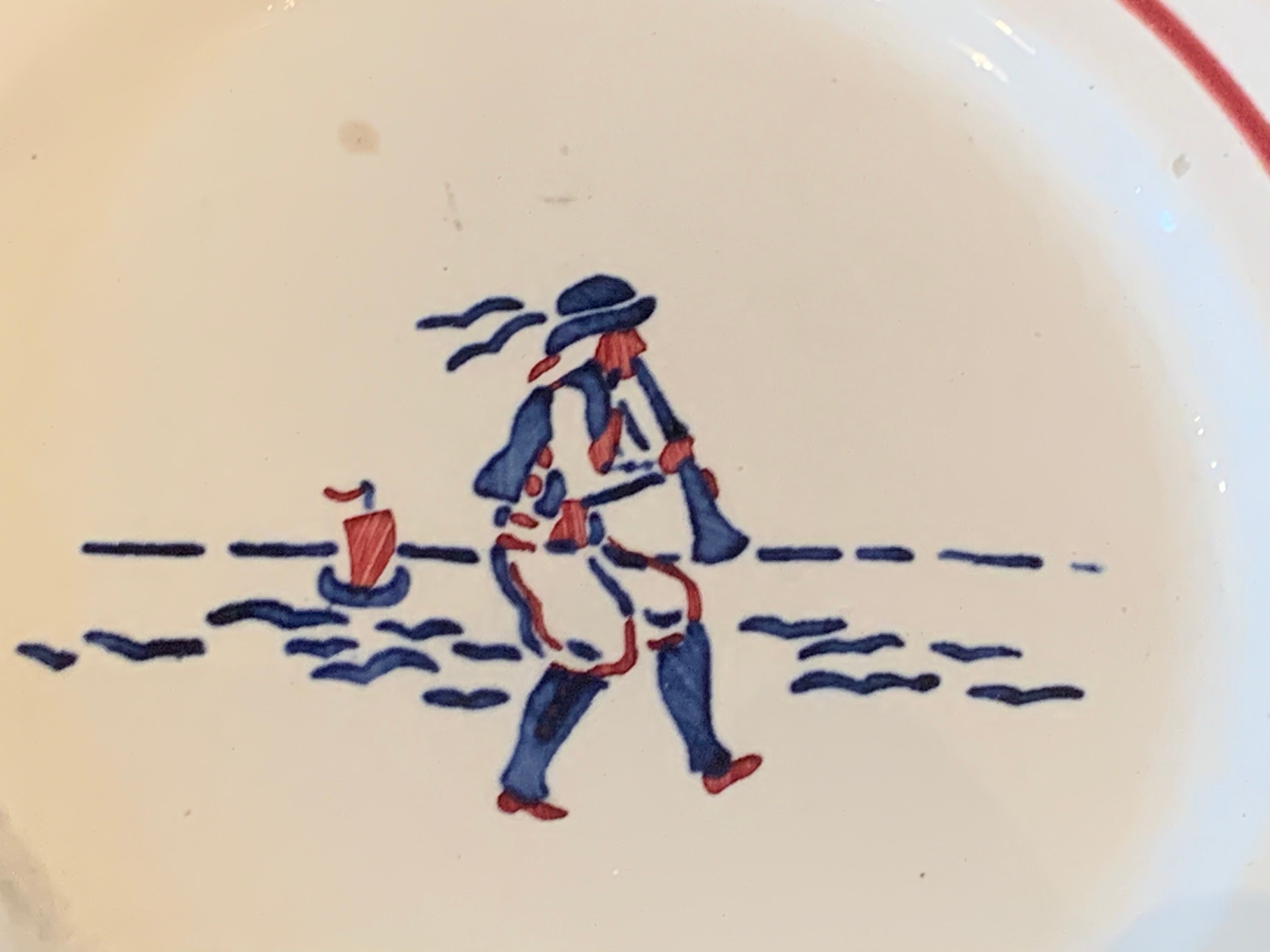 Old children's breakfast service hand-painted, Brittany, art deco