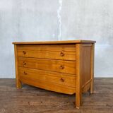 Elm chest of drawers and two elm bedside tables 1980