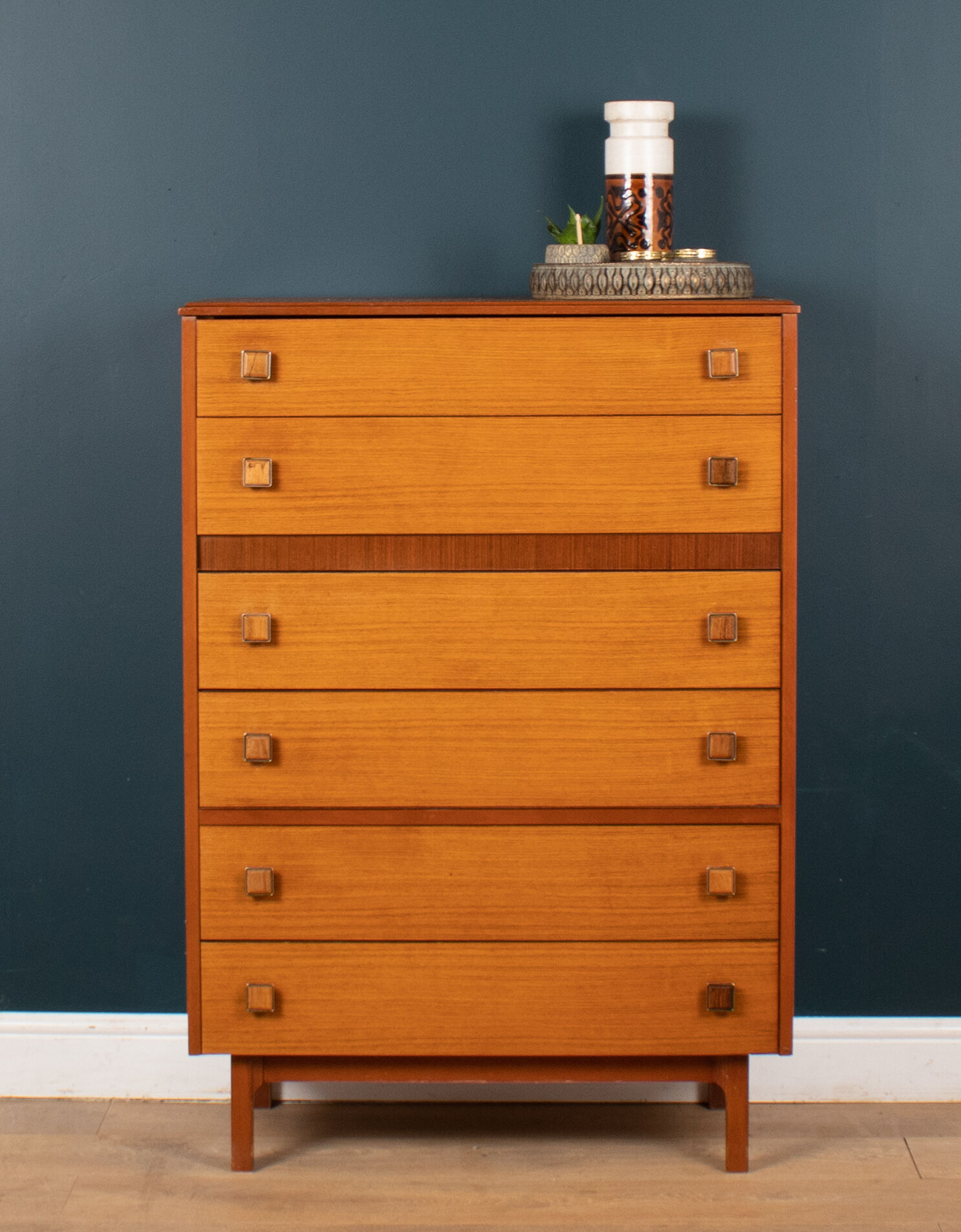 Retro 1960s teak & afromosia tall chest of drawers by homeworthy