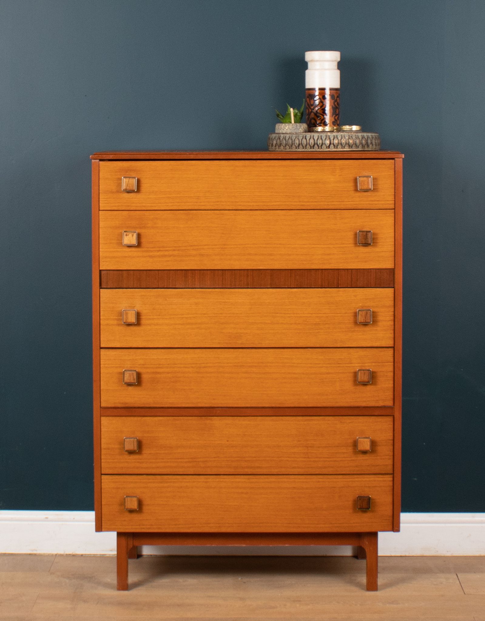 Retro 1960s teak & afromosia tall chest of drawers by homeworthy