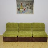 Green and brown corduroy modular sofa, 1970s.