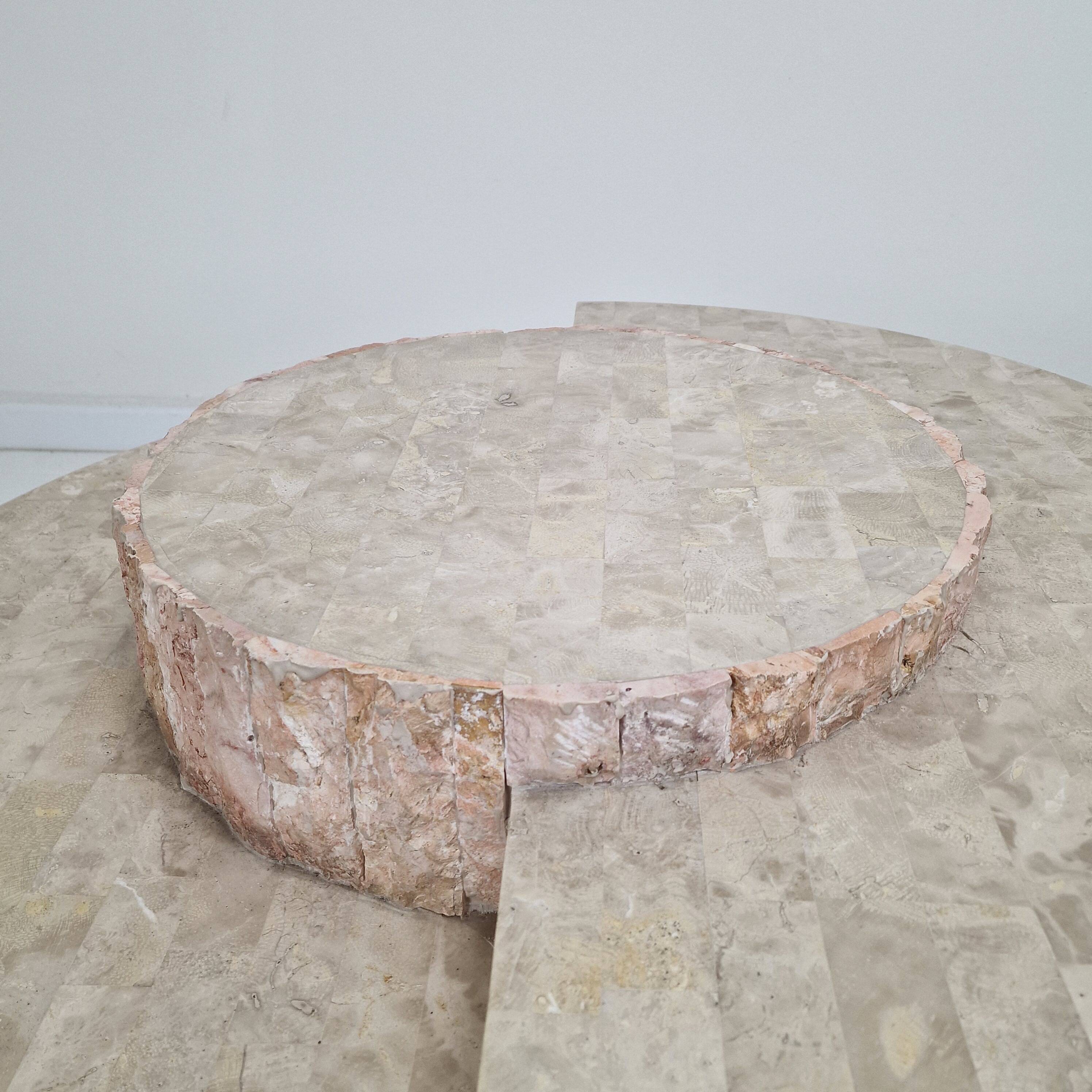 Round Mactan or Fossil Stone Coffee Table by Magnussen Ponte, 1980s
