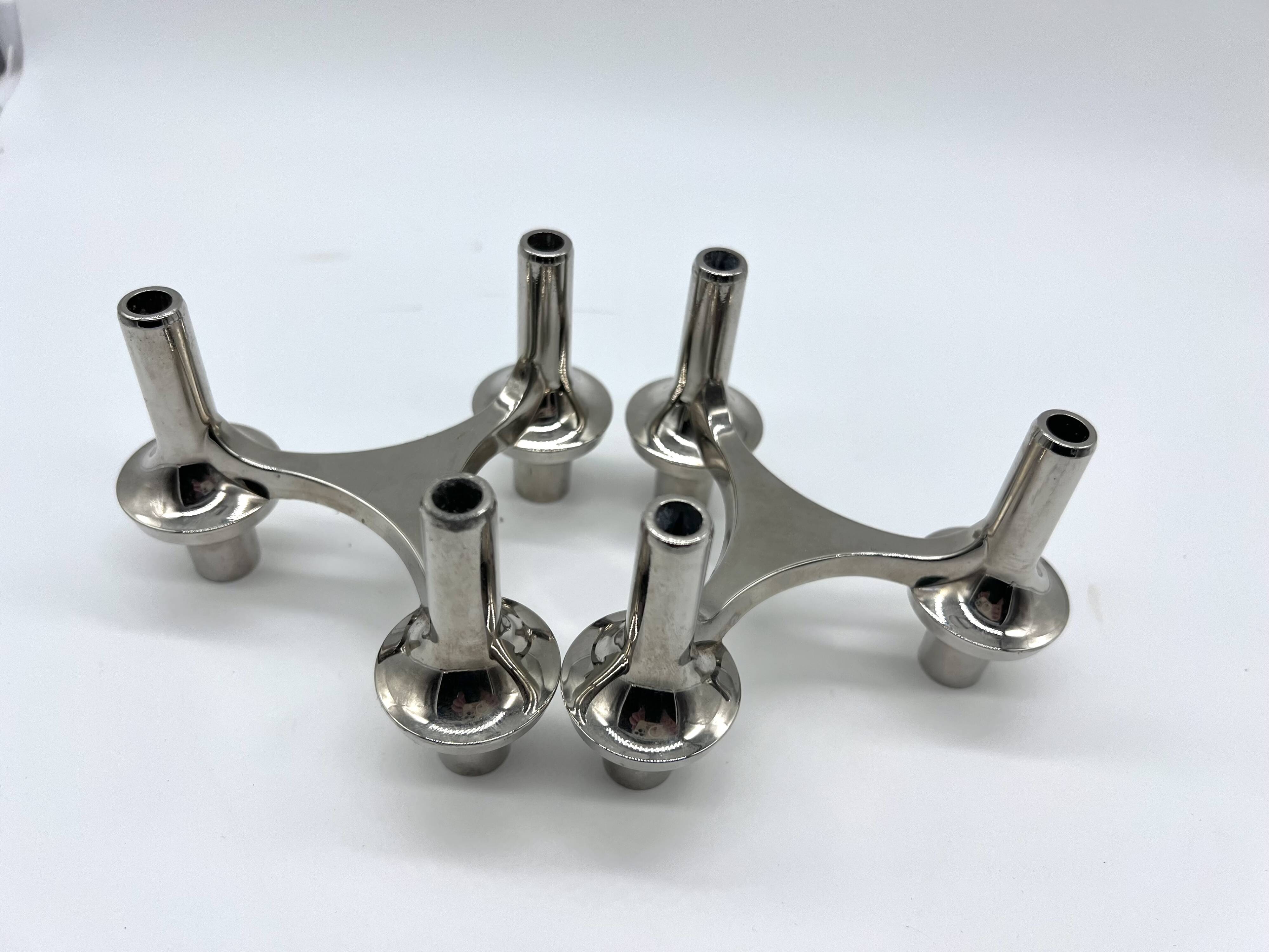 Pair of modular candle holders, German design, Nagel type, 1970s.