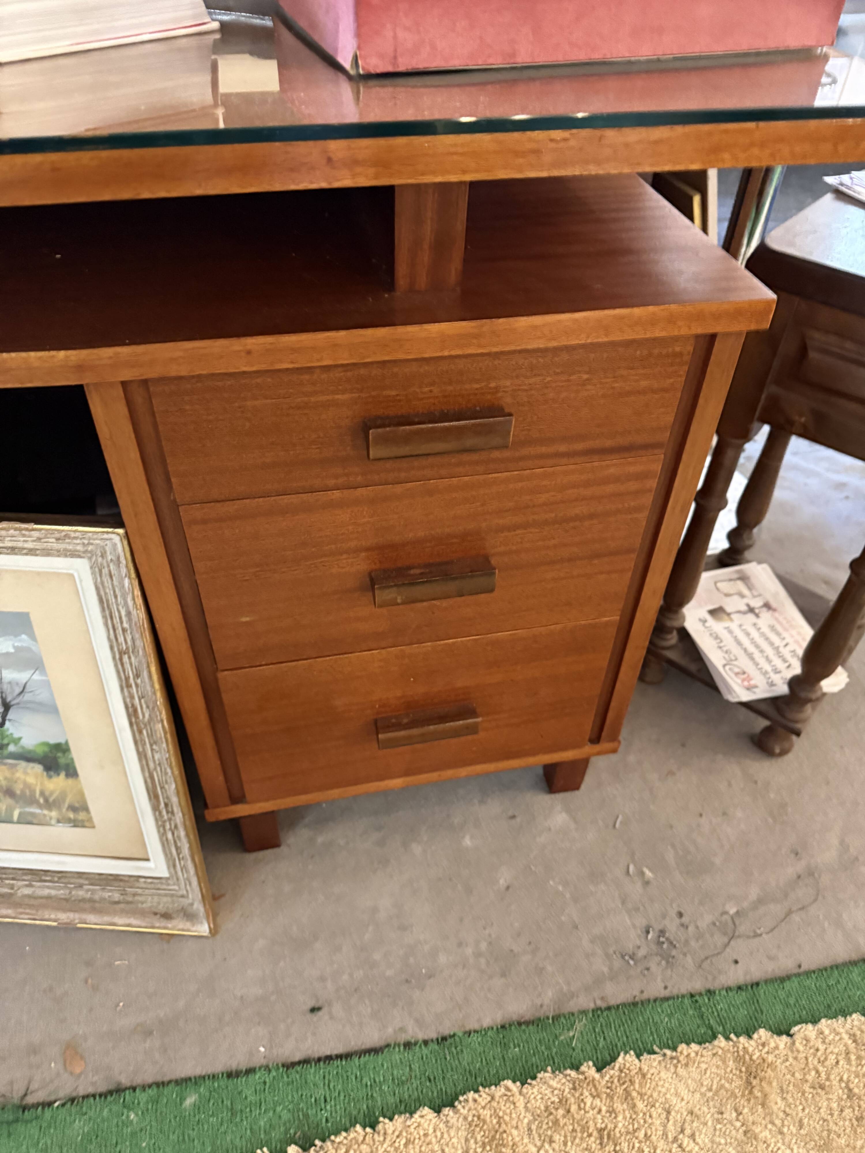 Scandinavian desk with a glass top