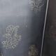 Chinese screen in black lacquer and marble stone