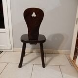 Ancienne chaise en bois brutaliste montage vintage