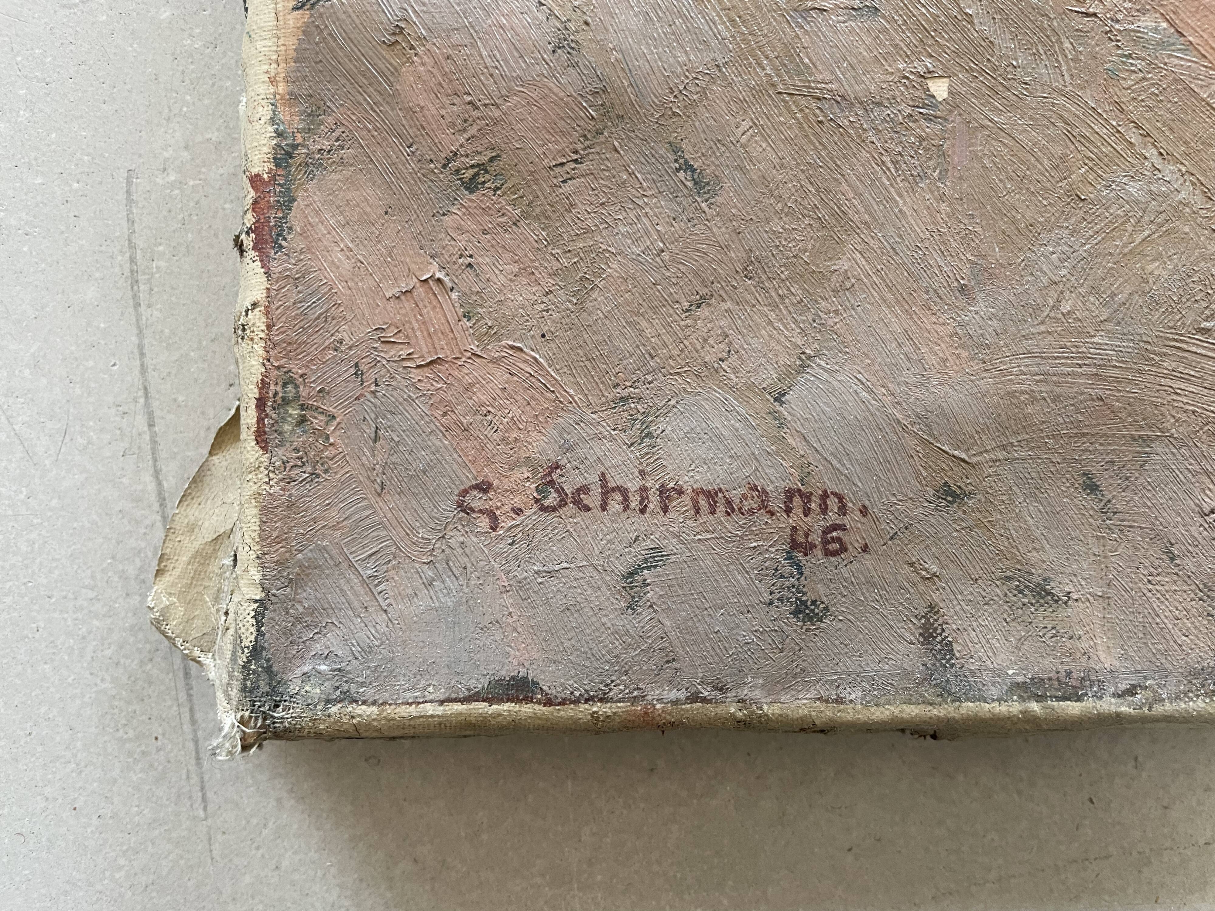 Old still life signed Georges Schirmann 1947