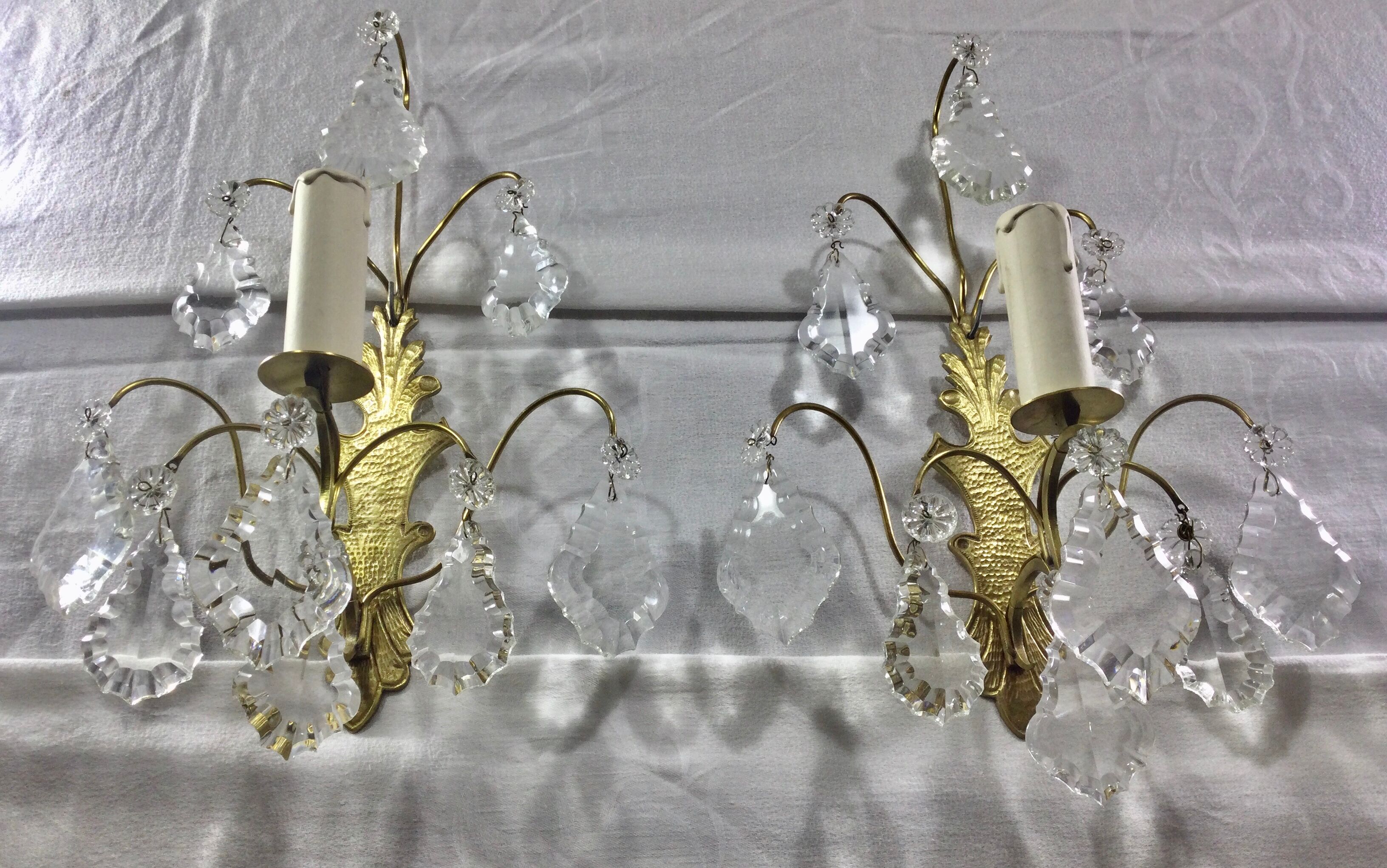 Pair of Wall Lamp Bronze And Crystal 1 Light