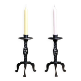 Pair of brutalist wrought iron candlesticks