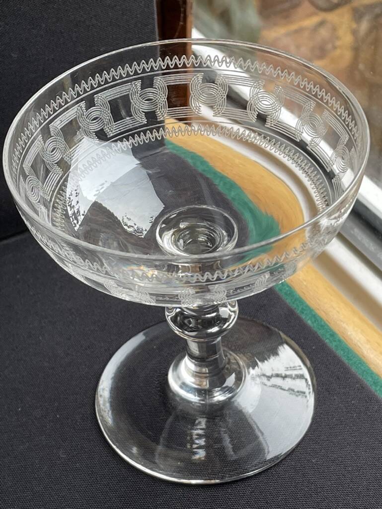 6 Baccarat champagne glasses engraving 3458