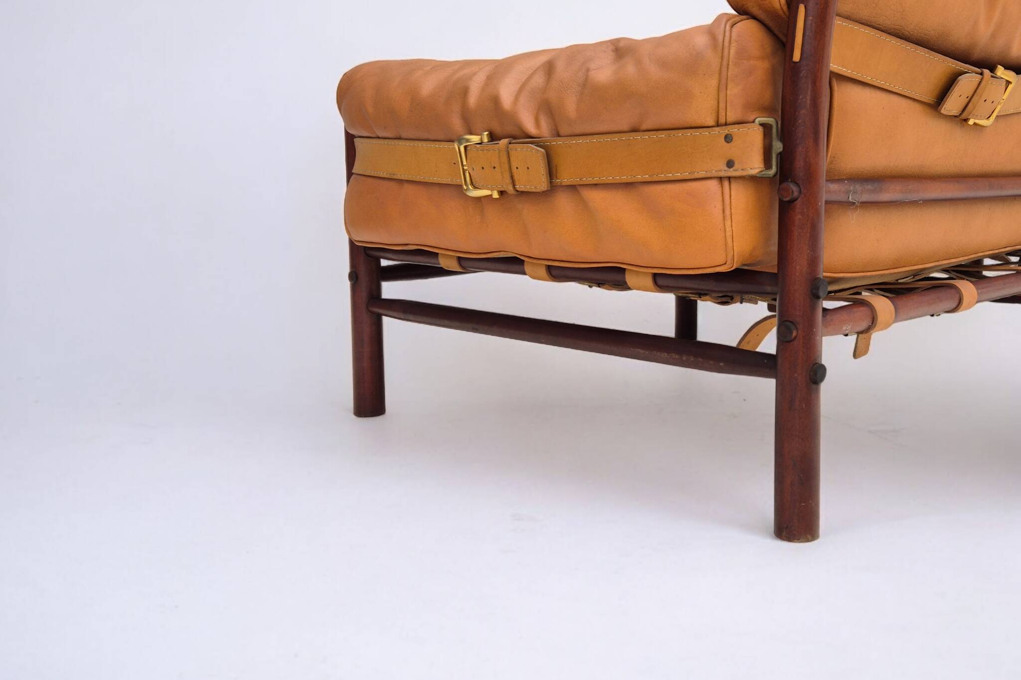 1960s, Scandinavian design by Arne Norell, sofa, model "Kontiki", original condition, leather, beech.