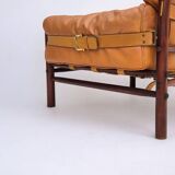 1960s, Scandinavian design by Arne Norell, sofa, model "Kontiki", original condition, leather, beech.