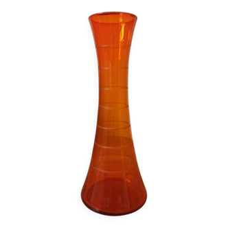 Vintage 70's pop soliflore vase - Hand-carved decor