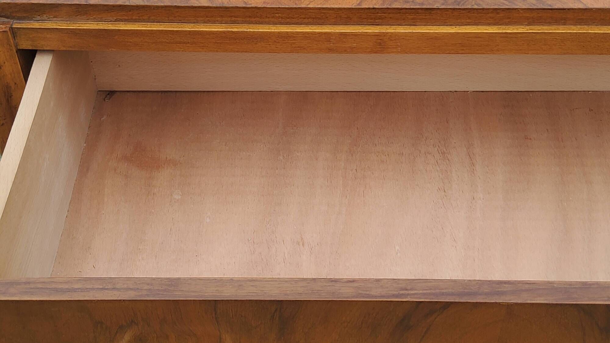 Vintage chest of drawers in walnut compass legs 4 drawers from the 1950s