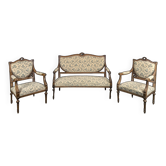 Louis XVI style salon with shield backrest from the 19th century.