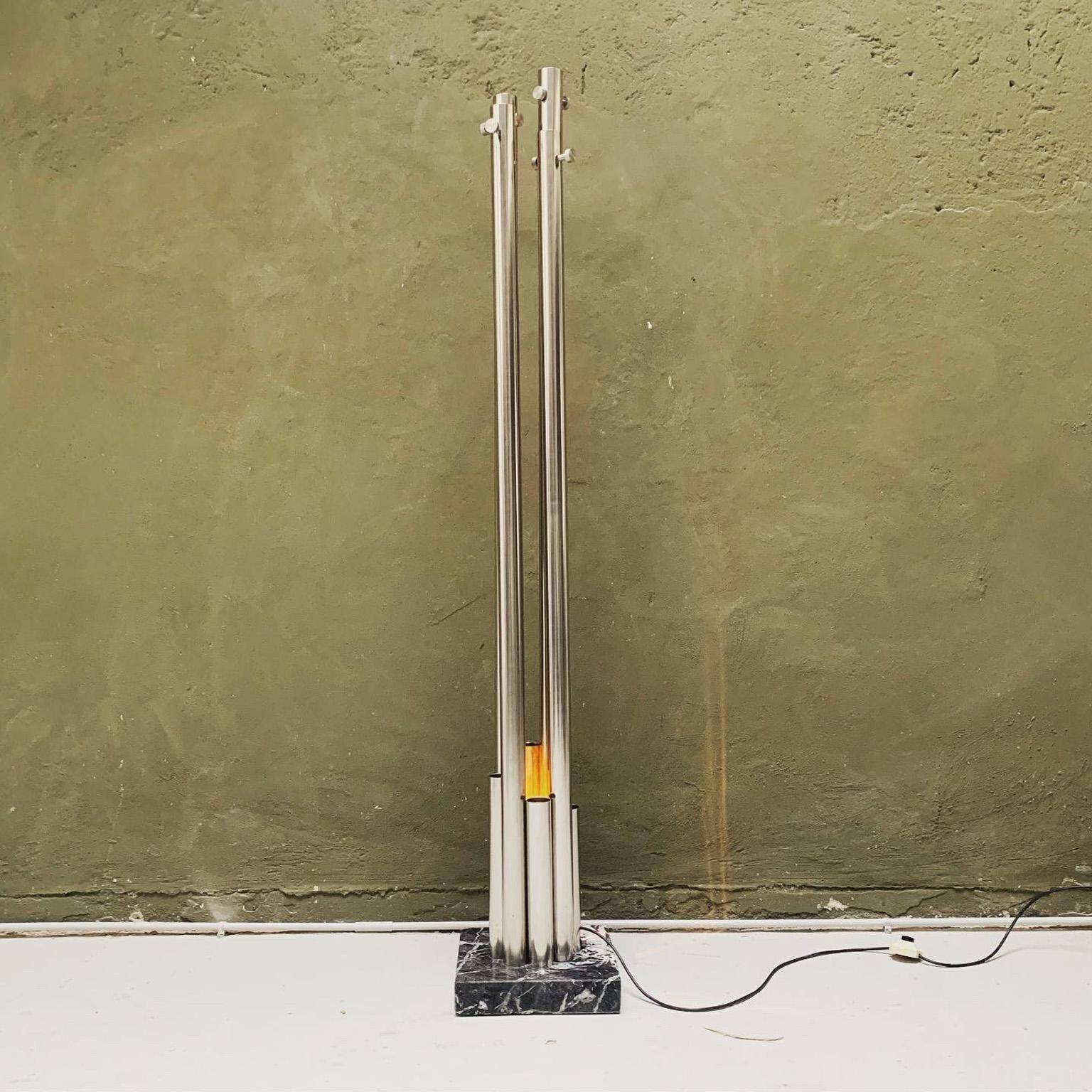 Sculptural lamp - coat rack in steel and marble, Italian, Space Age, Decorative