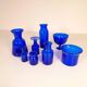 Midcentury collection of eight blue vases by Erik Höglund, Sweden, 1960s.