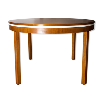 Round table/oval teak and white line, extensions, year 60
