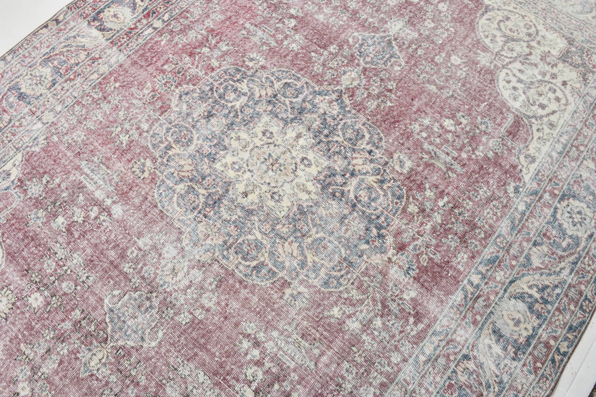 7x10 Faded Grey Beige Turkish Vintage Rug, 216x304Cm