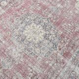 7x10 Faded Grey Beige Turkish Vintage Rug, 216x304Cm