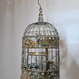 Round weathered iron birdcage