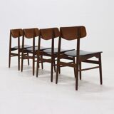 Set of 4 danish design teak and plywood dining chairs 1960s
