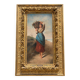 Ernesto Jolli – Oil on canvas 19th century – Young woman with a basket of flowers