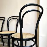 Set of 4 bistro chairs in black arched beech and canning