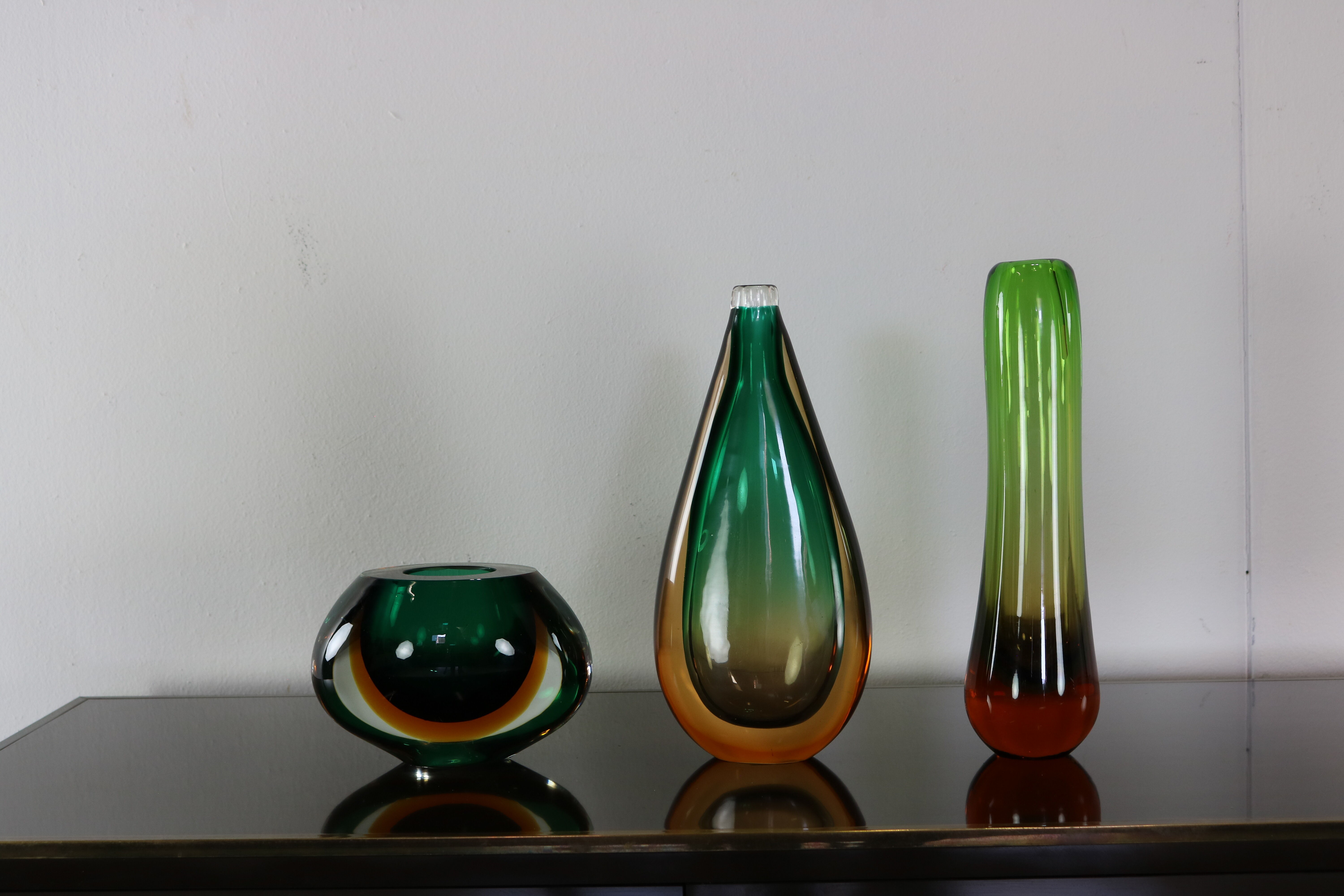 Ensemble de trois vases de Nils Landberg pour Orrefors Suède