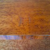 Art Deco cabinet in speckled maple veneer with asymmetrical shelves