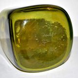 Vase moderniste du verrier claude morin dieulefit en verre soufflé vert - forme libre design 1960