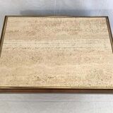 Belgo Chrome coffee table in travertine, copper and brass