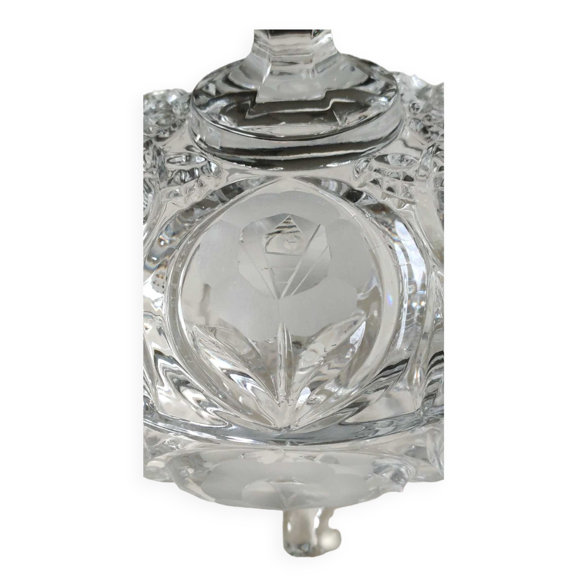 Bonbonnière stylé Boho tchèque en cristal de Bohème