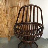 Swivel rattan armchair