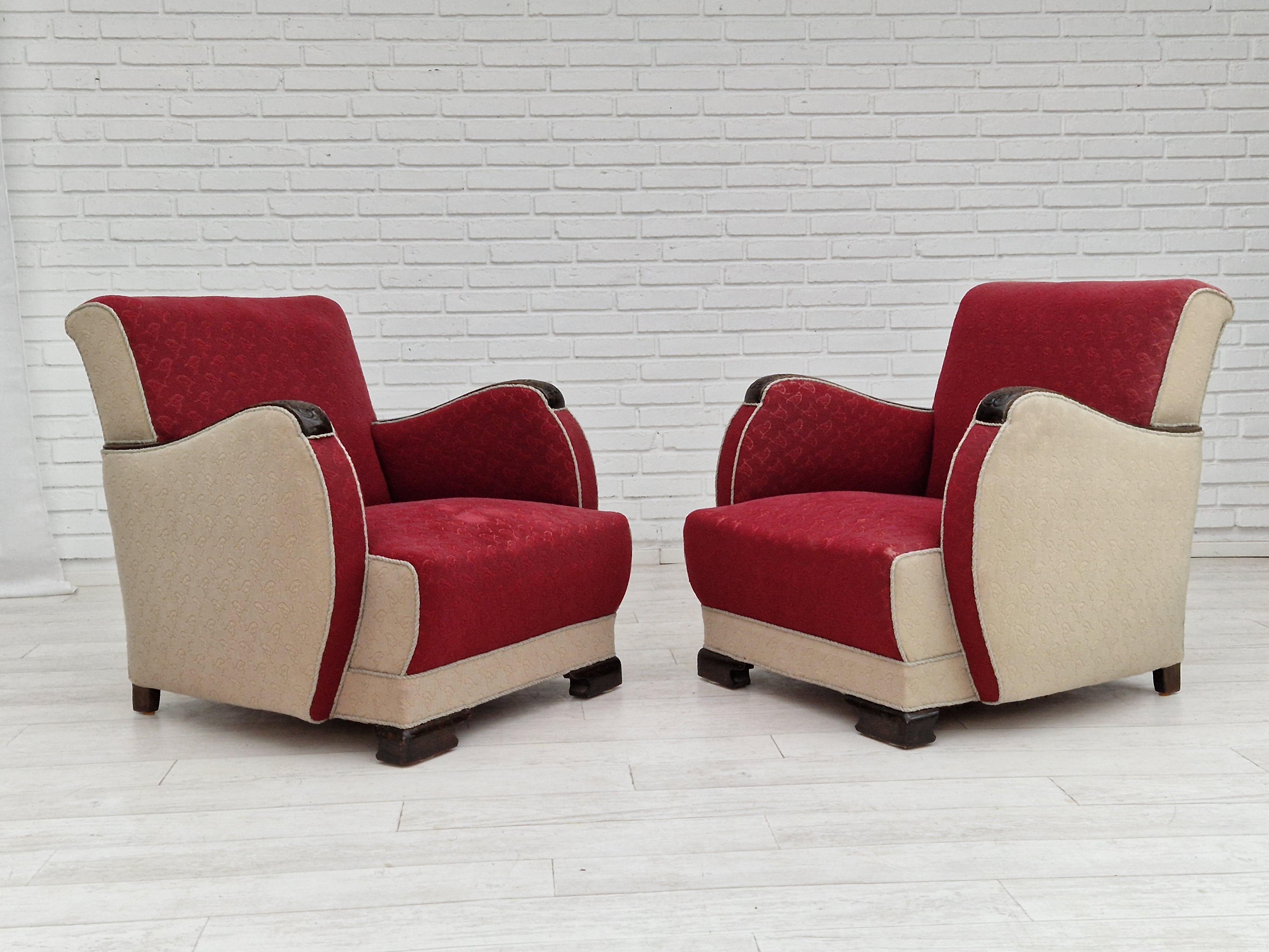 1950s, scandinavian art deco chairs, original condition