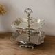 Vintage two-tiered server in oriental style – Silver-plated metal and turquoise cabochons.