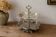 Vintage two-tiered server in oriental style – Silver-plated metal and turquoise cabochons.