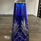 Carafe Art-Deco - Cristal Saint-Louis - Taillé et Bleu Cobalt H 22 cm