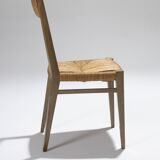 Pair of straw chairs, geneviève pons, 1950s