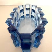Art Deco Blue Glass Bowl / Centerpiece by Rudolf Schrötter -Inwald, Poland