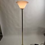 Italian floor lamp with pink Murano glass and brass foot
