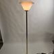 Italian floor lamp with pink Murano glass and brass foot