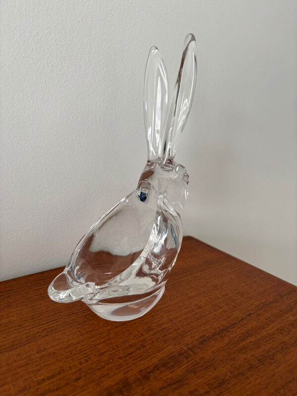 Vide-poche lapin en cristal de Vannes – figurine vintage en cristal –