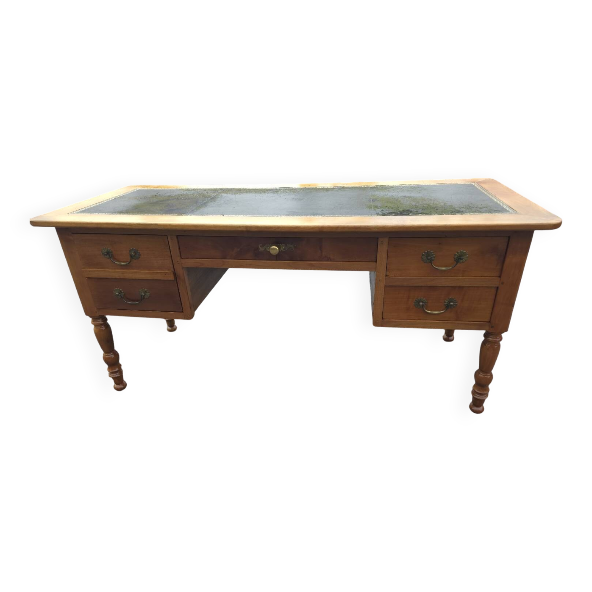 Solid cherry wood desk with leather top