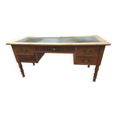 Bureau en merisier massif dessus cuir