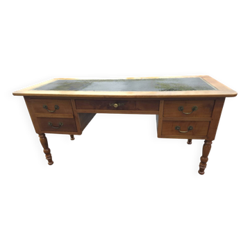 Bureau en merisier massif dessus cuir