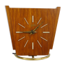 Horloge de table, pendule art déco en Wuba Amsterdam en bois et laiton. Année 50