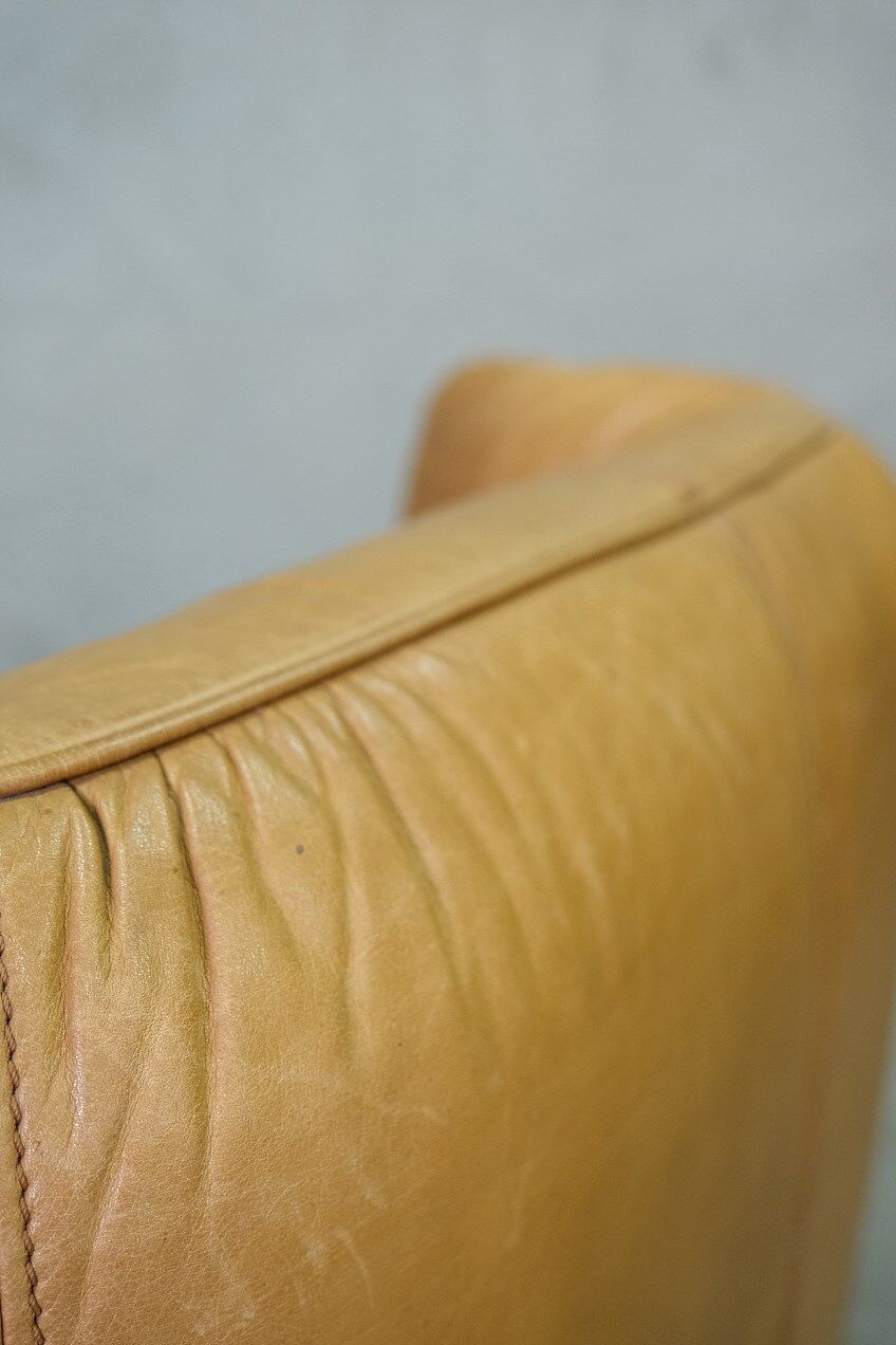 Brutalistic italian leather living room set, 1970, set of 2