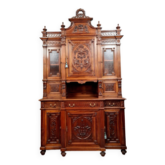 Louis XVI collector's library buffet in solid walnut circa 1850