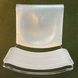Set of 4 Italian Spilimbergo chairs in chromed steel and white plastic